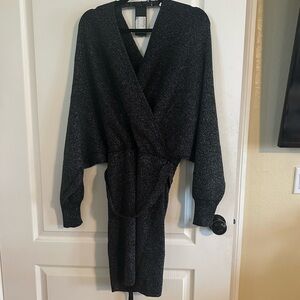 NWT Gianni Bini Sparkly Knit Faux Tie Wrap Sweater Size XL